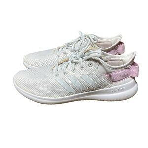 Adidas Women's White and Light Pink Cloudfoam Sneakers